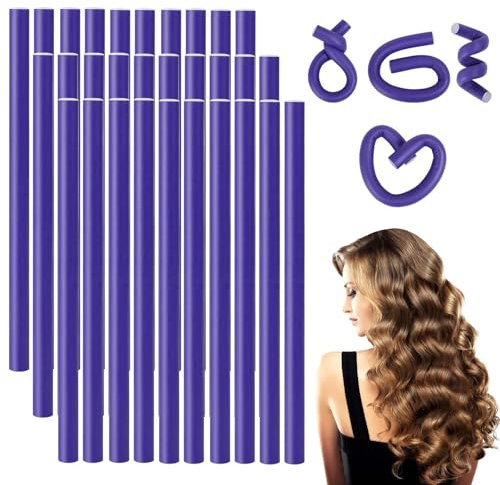 Flexible Hair Curler, 30PCS Bendy Rollers, 8mm Bendy Foam Curler Rollers, Heatless Curlers Foam Hair Rollers for Hair Salon DIY Styling Hairdressing Rollers(Purple)