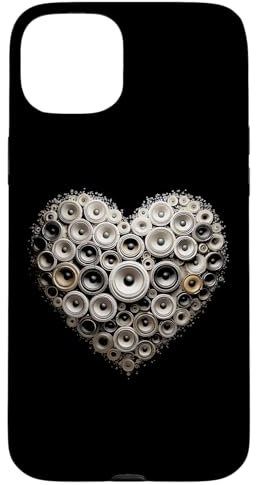 Hülle für iPhone 15 Plus Valentine Lautsprecher & Bass Subwoofer Musik Herz Grafik