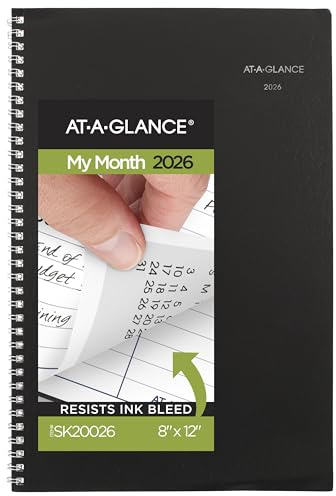 AT-A-GLANCE Tagesplaner 2026, Monatsplaner, 20,3 x 30,5 cm, groß, Schwarz (SK20026)