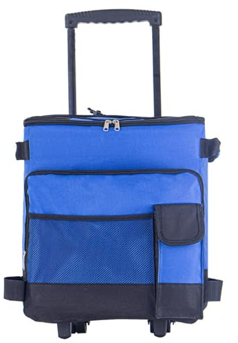 Enfriador con Ruedas y Tire de 43L Enfriador Impermeable a Impermeable de bajo Ruido de cañón múltiple Plegable de Cierre de Bolsillo de Bolsillo Aislado para al Aire Libre, Azul con Ruedas