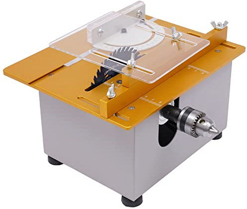 Professionelle Mini Tischsäge, Multifunktionales Anhebbares Sägeblatt mit Gehrungsschneidmesser, 300W Modellbau Kreissäge für Chleifen und Bohren Verschiedenen Kleinen Gegenständen