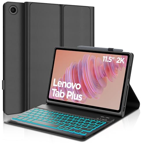 WAVATA Clavier pour Lenovo Tab Plus Tablet 11.5 2024 avec Rétroéclairé, Étui Clavier pour Lenovo Tab Plus Magnétique Détachable AZERTY Layout Français Bluetooth, Noir