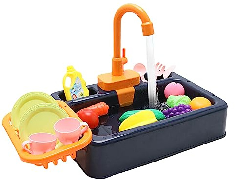 Gissroys Jouets de vaisselle, maison de jeu de cuisine, jeu de rôle, évier, lave-vaisselle, jeux d'eau courante, évier de cuisine