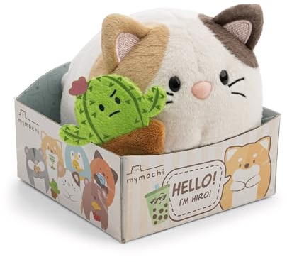 Kuscheltier Katze Angy 13cm mit Magnet moodie Kaktus in Geschenkbox - beige - Stofftier aus weichem Plüsch, niedliches Plüschtier zum Kuscheln und Spielen, für Kinder & Erwachsene | 63180