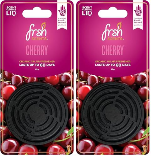 FRSH Scents FR-P-1207 Black Cherry 42G Scented Organic Tin Air Freshener - Lifespan of Upto 60 Days - Ideal for your Car, Home & Workplace - 1 Tin Supplied (Pack of 2)