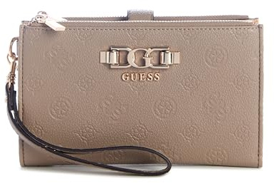Guess Geldbörse Anise SLG Double Zip Organizer Dark Taupe Logo