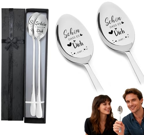 Löffel Mit Gravur - 2 Stück Schön Dass Es Dich Gibt Kaffeelöffel, Kleine Geschenke Für Frauen, Personalisierte Geschenke Frauen Zum Weihnachten Geburtstag Mama Oma Schwester