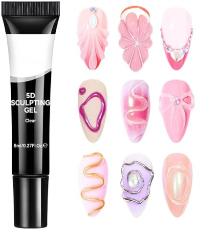 Skulptur-Gel – Transparenter 3D/5D Kleber für Nagelformen, professionelle Skulptur-Gel, ohne Abwischen, Dekoration für Nagelkunst, UV-/LED-härtendes Gel, für L
