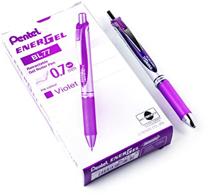 Pentel EnerGel XM BL77 Gelschreiber mit Druckmechanik, violett (12 Stück)