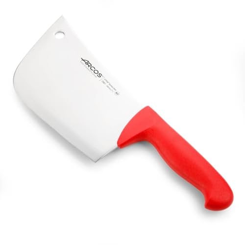 Arcos Cuchillo Carnicero Cleaver - Cuchillo Carnicero - Hoja Acero Inoxidable 8 - Mango Polipropileno - Plateado -istema Identificación Color - Resistente y Higiénico -erie 2900 - Color Rojo