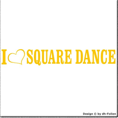 cartattoo4you AL-00336 | I Love (als Herz) Square Dance | Autoaufkleber Aufkleber Farbe gelb, in 23 weiteren Farben erhältlich, glänzend 20 x 3 cm Waschstrassenfest, Motiv Copyright by dh-Folien