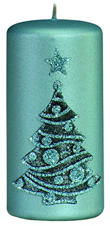 Weihnachtskerzen Albero Flachkopfstumpen 12 x 6 cm stahlblau 4 Stück, Festtagskerzen