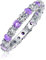 Bague Éternité Empilable Zircon Cubique Violet Blanc Alterné Cz Améthyste Simulée Argent Sterling Mois De Février