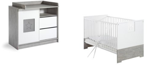 Schardt 105802200 Sparset Eco Star, bestehend aus Kombi-Kinderbett und Wickelkommode
