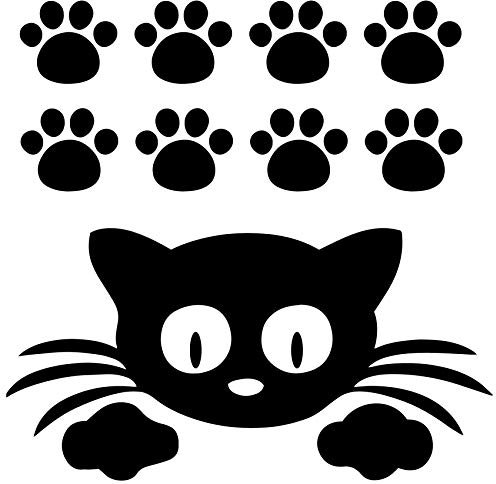 Pegatina Gato con 8 huellas para exterior