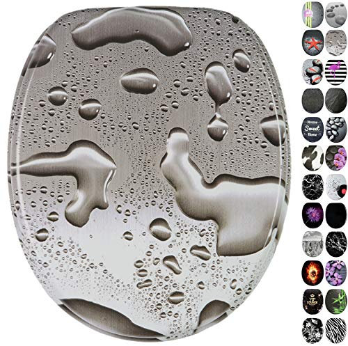 Sanilo WC Sitz ohne Absenkautomatik, viele schöne schwarze Toilettendeckel zur Auswahl, hochwertige und stabile Qualität aus Holz, Dewdrop