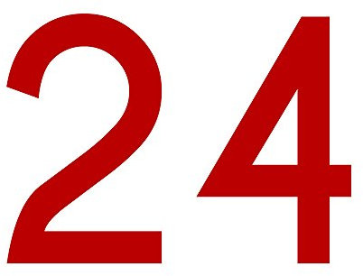 1peak Zahl 24 in rot, 30 cm großer Sticker aus Selbstklebender Klebefolie zum aufkleben, wetterfeste Klebezahl