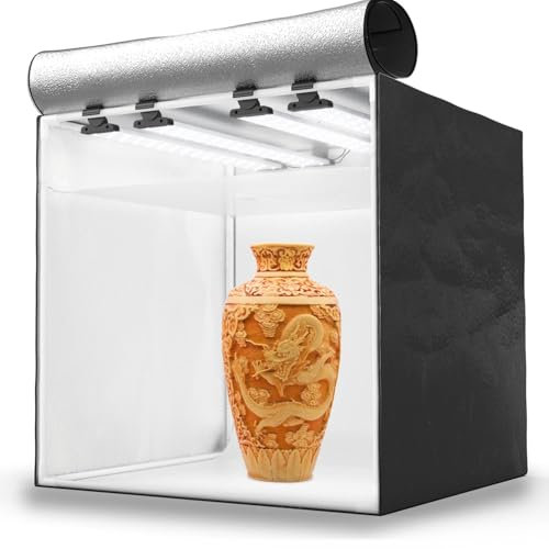HAVOX - Fotostudio HPB-60XD - Maße 60x60x60cm - 4X Dimmbare LED-Beleuchtung Tageslicht 5500k - 26,000 Lumen - CRI 93 - Machen Sie Ihre Kommerziellen Fotos zu E-Commerce