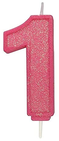 CULPITT Sparkle Number Candles For Cake & Cupcakes, Single Numbers From 0-9, Say Happy Birthday with These Candle Sparklers, Celebrate Birthdays & Anniversaries with Flair - Pink 1
