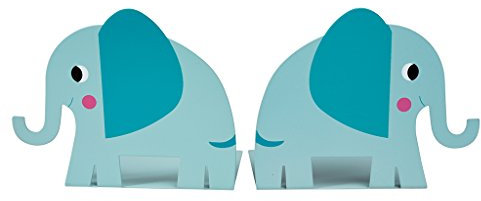 2er Set Kinder Buchstützen Metall Buchstützen - Design wählbar (Elvis der Elefant)