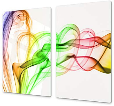 Tagliere in VETRO temperato – Proteggi-piano di lavoro e spianatoia – Copri-piano cottura – pezzo UNICO (60x52cm) o DUE pezzi (30x52cm ognuno); D01 Serie Astratta: Arte astratta 14