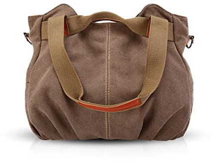 NICOLE & DORIS Canvas Tasche Damen Tragetaschen für Damen Schultertaschen Umhängetasche Leinwand Handtasche Mädchen Braun