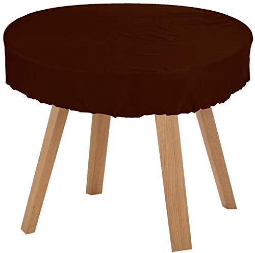 KaufPirat Premium Abdeckplane Rund Ø 200x15 cm Holzbank Gartenmöbel Gartentisch Hülle Abdeckung Haube Schutzhülle Abdeckhaube 900 D, 500 g/m², 6.000 mm Wasserbeständigkeit Braun