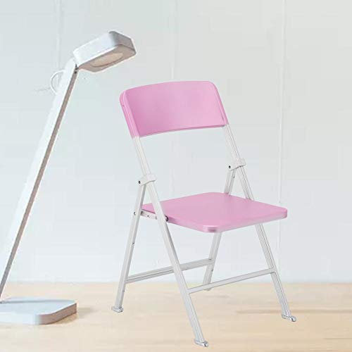 1/6 Skala Puppenhaus Klappstuhl Miniatur Simulation Metall Stuhl Möbel Kleine Puppenhaus Möbel Modell Spielzeug für Puppen Action Figure(Pink)