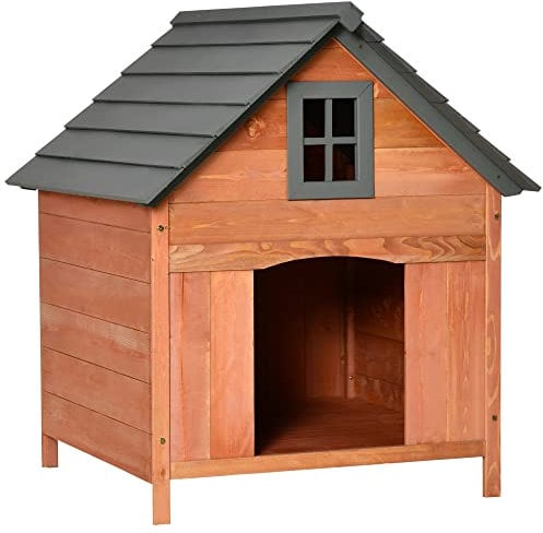 Casetta Rialzata per Cani fino a 30 kg, Cuccia per in Legno (81.3x91.5x98.5 cm)