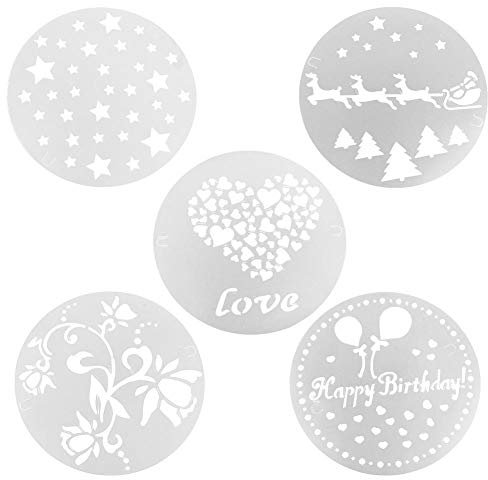 5PCS Kunststoff Backwerkzeug Kuchen Schablonen Dekorieren Kuchen Sprühform Schablone Vorlage Kuchen Dekorieren Werkzeuge für Geburtstag Hochzeitstorte Dekoration