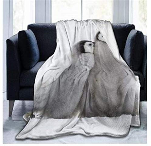FANSU Kuscheldecke Flanell Decke, 3D Drucken Microfaser Flauschig Weich Warm Plüsch Wohndecke Fleece Tagesdecke Decke für Sofa und Bett (Pinguin,150x200cm)