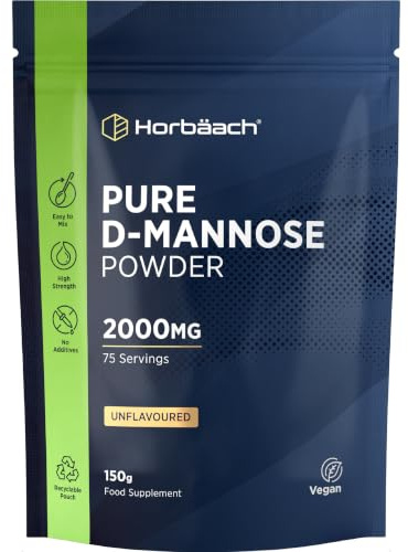 D Mannose Pure Powder 150g | 2000mg | Unflavoured | Natural & Filler Free | Vegetarian & Vegan Friendly | High Strength Food Supplement | by Horbaach
