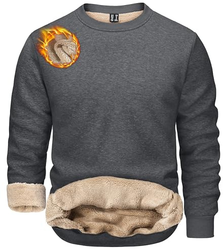 TACVASEN Herren Warme Fleece Pullover Sweatshirts Winter Langarm Shirts mit Fleecefutter
