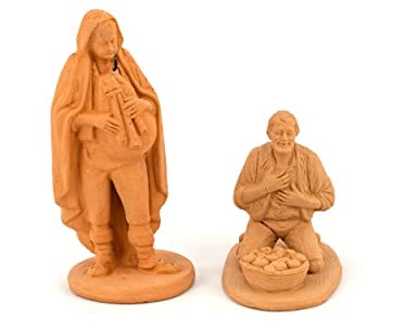 Figuras de pesebre azucarero y contadín de terracota de Caltagirone hechas a mano