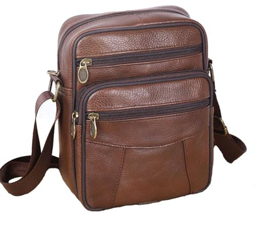 Umhängetaschen für Herren, Umhängetasche, Leder, Umhängetasche, Schultertasche, für Handy, für Reisen, Wandern und Outdoor-Sportarten, Braune Umhängetasche, Elegant