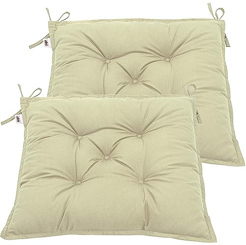 STILISTA® 2er Set Sitzkissen 40 x 40 x 8 cm Visco Effekt Indoor und Outdoor, Creme