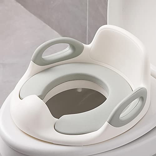 UISEBRT Kinder Toilettensitz WC Sitz Töpfchen Training Sitze Anti-Rutsch Toilettentrainer mit Spritzschutz, Griffe und Rückenlehne universeller Kloaufsatz für Kleinkinder und Kinder 1-8 Jahre, Weiß