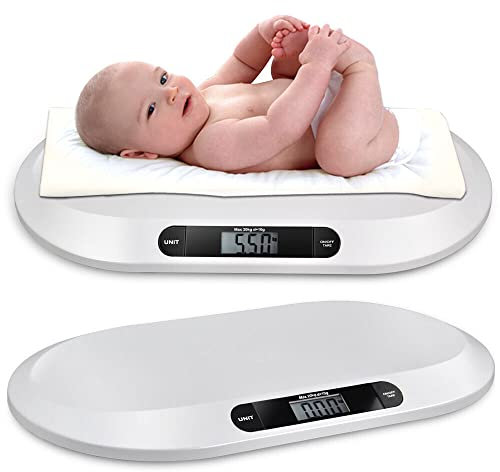 Babywaage 20kg / 44lbs Elektronische Digitale Babywaage 20kg Babywaage Digitalanzeige Kinderwaage Gewicht Babywaage kg/lb/stone,55cmx32cmx2.7cm Präzise Waage