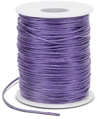 LEREATI Satin Cord 1.5mm x 100m Nylon Cord Bracelet Thread, Rattail Silk Beading Thread Jewellery String for Making Bracelet, Necklace, Chinese Knot, DIY Crafts (Purple)