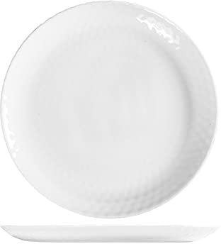 HOME Arc Pampille Set 6 flache Teller aus weißem Opal, 25 cm, Diamant-Optik