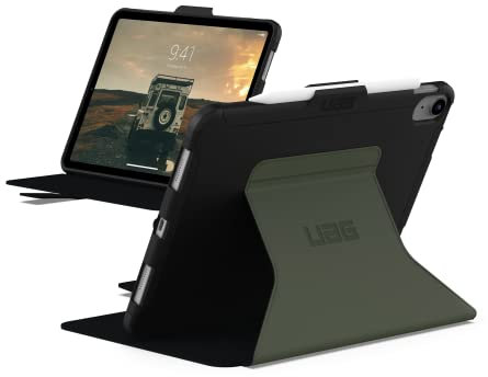 Urban Armor Gear Scout Folio Case für Apple iPad 10.9 Hülle (10. Generation / 2022) Schutzhülle [Magnetische Frontklappe, Wake/Sleep Unterstützung, Apple Pencil Halterung] schwarz/Olive