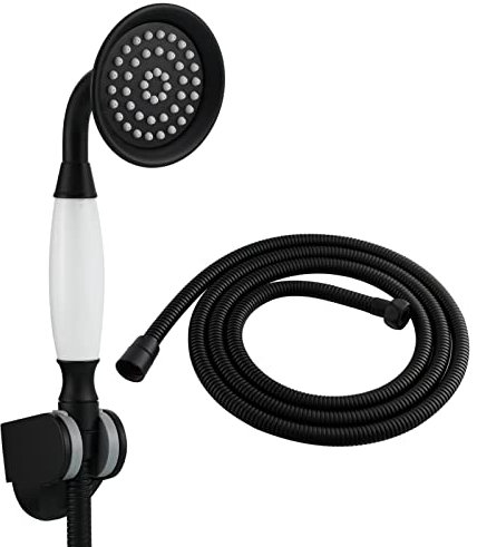 Tecmolog Set de Douche Noir Pommeau de Douche Rétro en Laiton avec Flexible et Support Mural, BS126BF