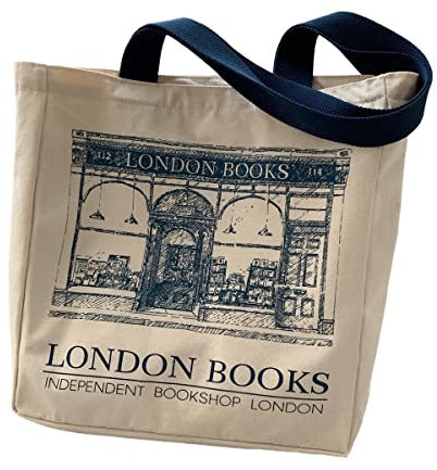 BXCNCKD Vintage London Buchhandlung Leinwand Tasche Frauen Eine Schulter Tote Tasche Große Kapazität Einkaufstasche, Beige, Large