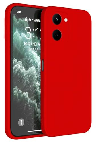 Topme Funda para Realme C33 (6.5 Inches) Carcasa Caja Case Estuche, Funda Protectora de Piel de Silicona TPU - Rojo Chino