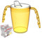 Two handled adult drinking cup 220 ml Yellow with spouted lid small opening plastic mug for enhanced ergonomics, mug for secure grip even with shaky hands drinking aid, cup for the care, feeding cup
