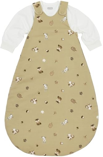 MEYCO Baby Schlafsack 2-teilig - Größe 68/74-2,5 TOG - Ganzjahresschlafsack - 100% Baumwolle - Oeko Tex zertifiziert - Rundum-Reißverschluss - hautfreundlich & atmungsaktiv - Forest Animal - Sand