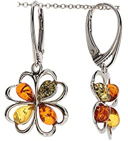 Artisana-Schmuck Bernstein Ohrringe, Ohrhänger multicolor aus baltischem Bernstein und 925/000 Sterling Silber rhodiniert