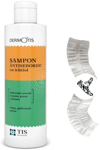 TIS ANTIEBORROISCHES Shampoo mit Ichtiol - Seborrhoische Dermatitis, entfernt Schuppen, entzündete und schuppige Haut, heilende Eigenschaften, infektiöse Haut - mit Salbei und Marigold, 120 ml