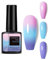 Gel Nail Polish,Thermal Temperature Color Changing Gel Nail Polish Soak Off UV LED Nail Art Gel Polish Black Grey White Glitter(7.5ml) (016)