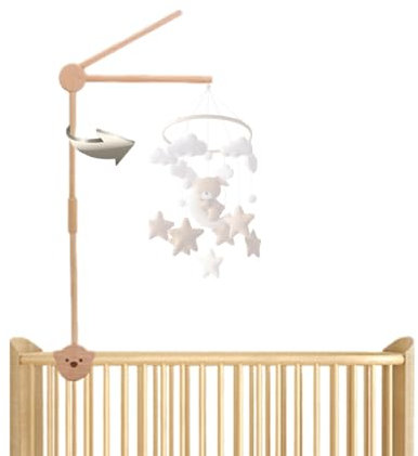 Mobile Halterung Holz für Babybett Angepasst Mobile Halter Gestell Stange für Aufhängung Windspiele Bettglocke Baby Bett Kinderbett,Kinderzimmer Wickeltisch Laufstall DIY Flexible Halter